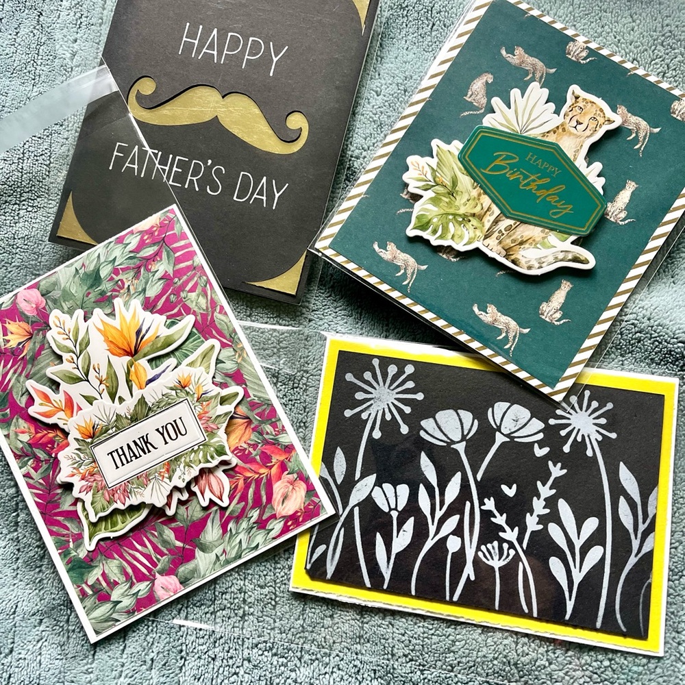 4 Handmade Greeting Card Set/ Stationary bundles